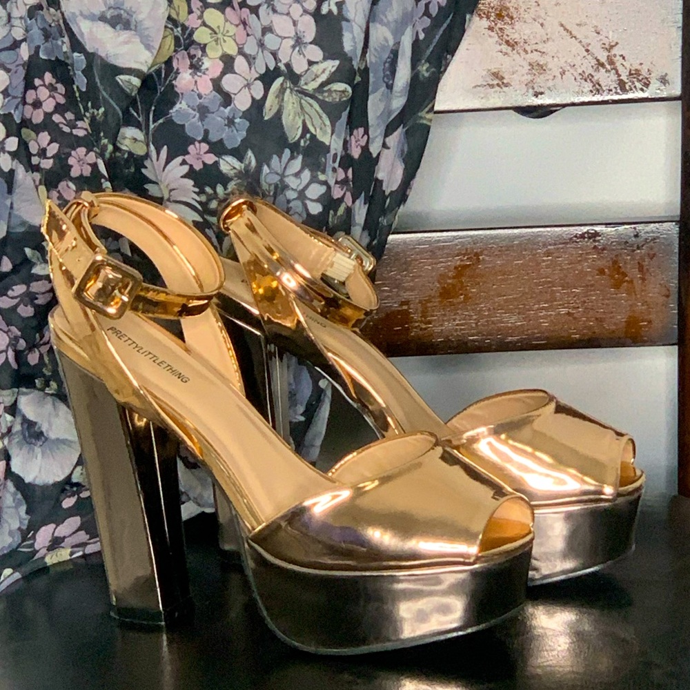 Pretty Little Things Rose Gold Strappy Platform